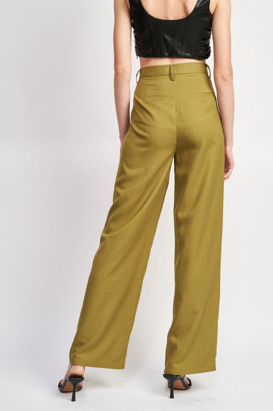 HIGH ASYMMETRICAL WAIST PLEATED PANTS