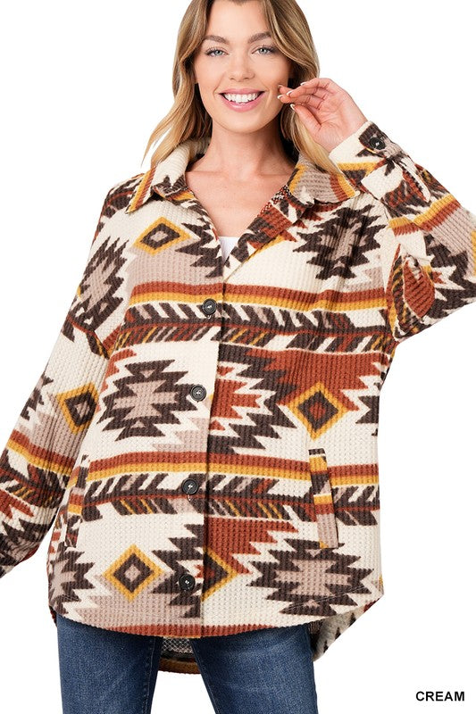 WAFFLE AZTEC OVERSIZED SHACKET