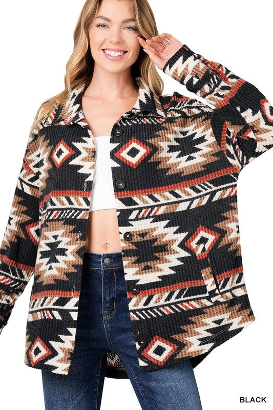 WAFFLE AZTEC OVERSIZED SHACKET