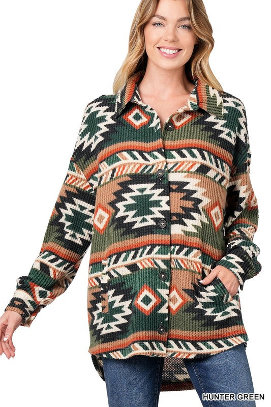 WAFFLE AZTEC OVERSIZED SHACKET