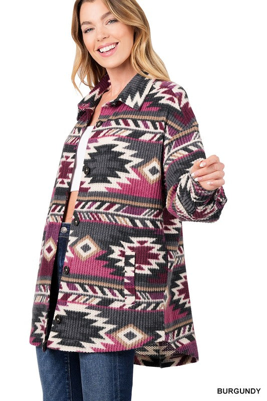 WAFFLE AZTEC OVERSIZED SHACKET