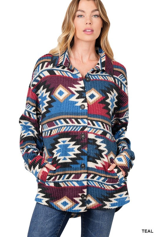 WAFFLE AZTEC OVERSIZED SHACKET