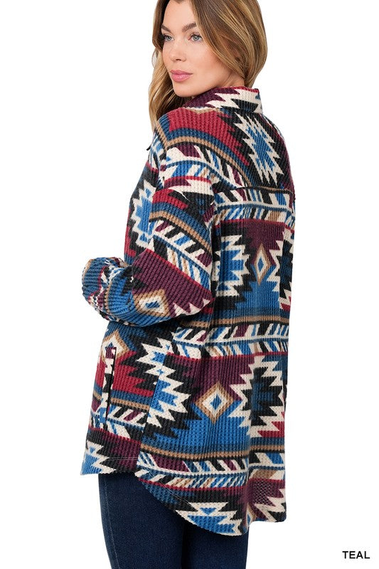 WAFFLE AZTEC OVERSIZED SHACKET