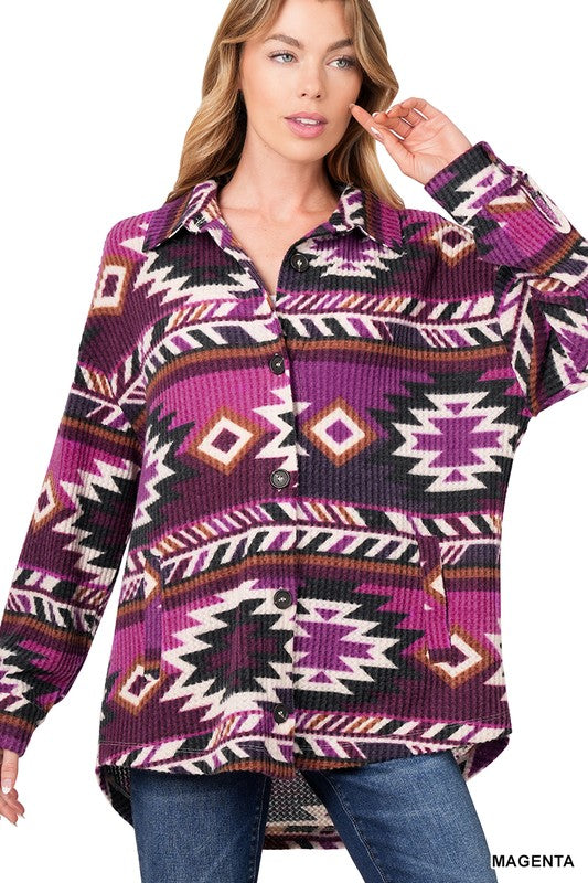 WAFFLE AZTEC OVERSIZED SHACKET