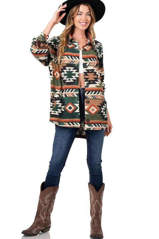 WAFFLE AZTEC OVERSIZED SHACKET