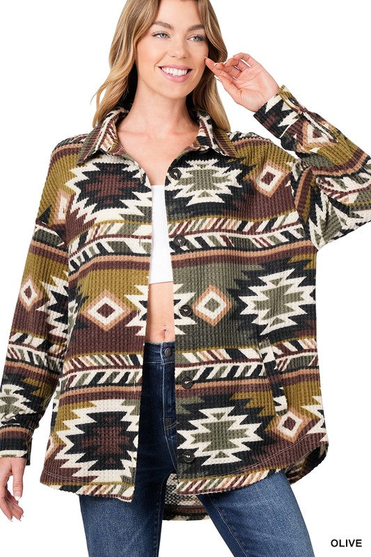 WAFFLE AZTEC OVERSIZED SHACKET