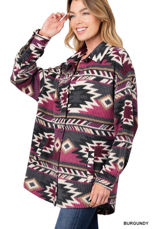 WAFFLE AZTEC OVERSIZED SHACKET