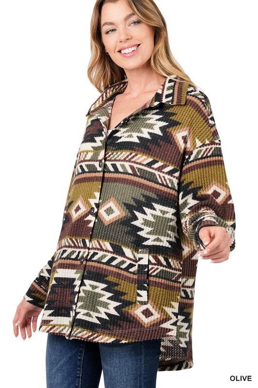 WAFFLE AZTEC OVERSIZED SHACKET