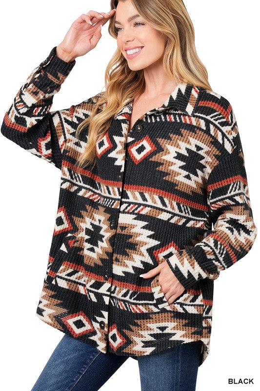 WAFFLE AZTEC OVERSIZED SHACKET