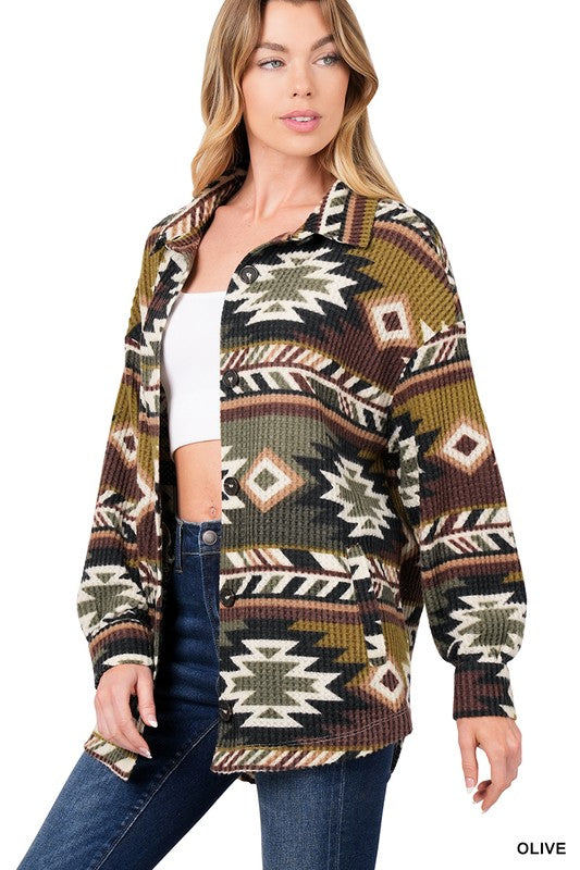 WAFFLE AZTEC OVERSIZED SHACKET