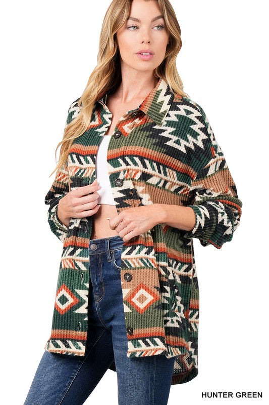 WAFFLE AZTEC OVERSIZED SHACKET