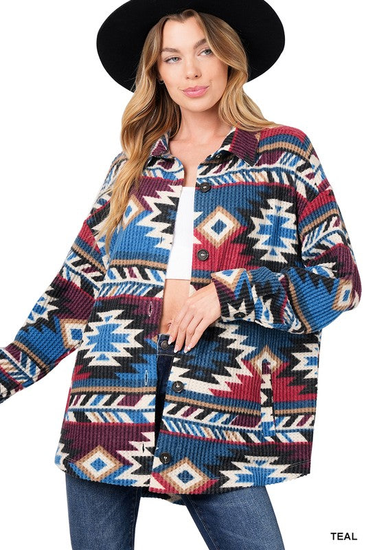 WAFFLE AZTEC OVERSIZED SHACKET