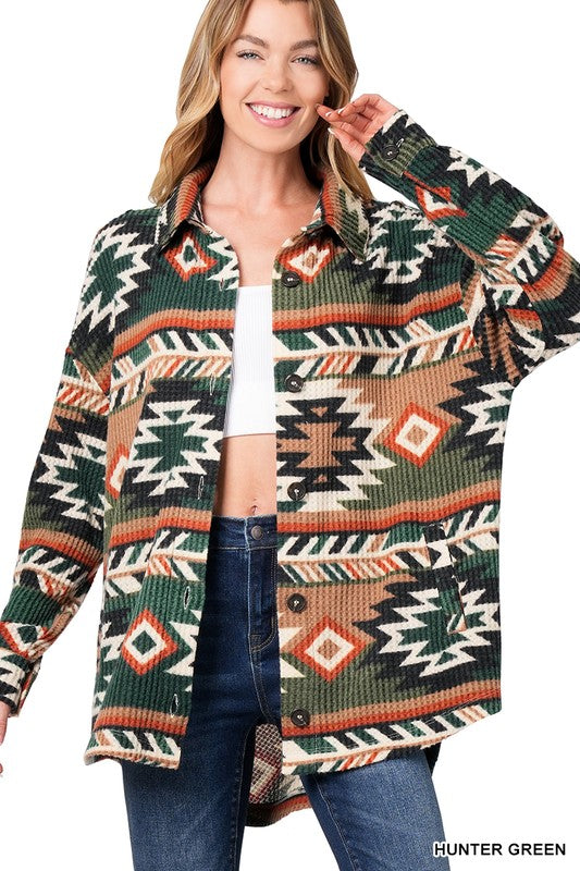 WAFFLE AZTEC OVERSIZED SHACKET