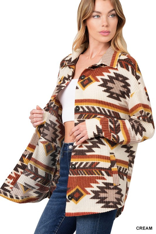 WAFFLE AZTEC OVERSIZED SHACKET