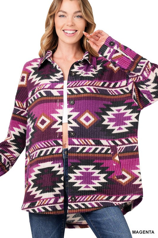 WAFFLE AZTEC OVERSIZED SHACKET