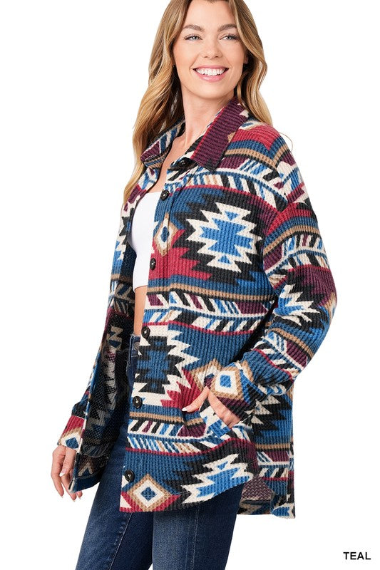 WAFFLE AZTEC OVERSIZED SHACKET