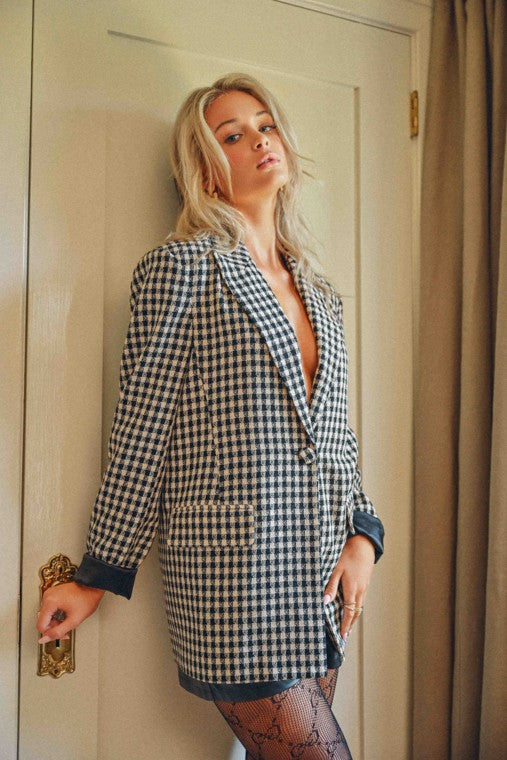 Oversized Gingham Blazer