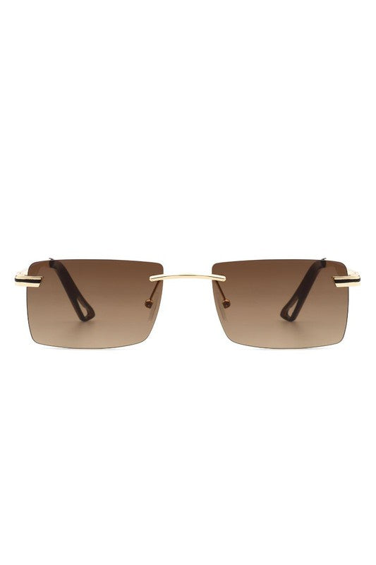 Rectangle Rimless Retro Flat top Sunglasses