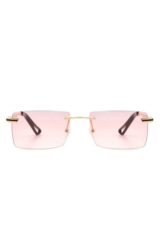 Rectangle Rimless Retro Flat top Sunglasses