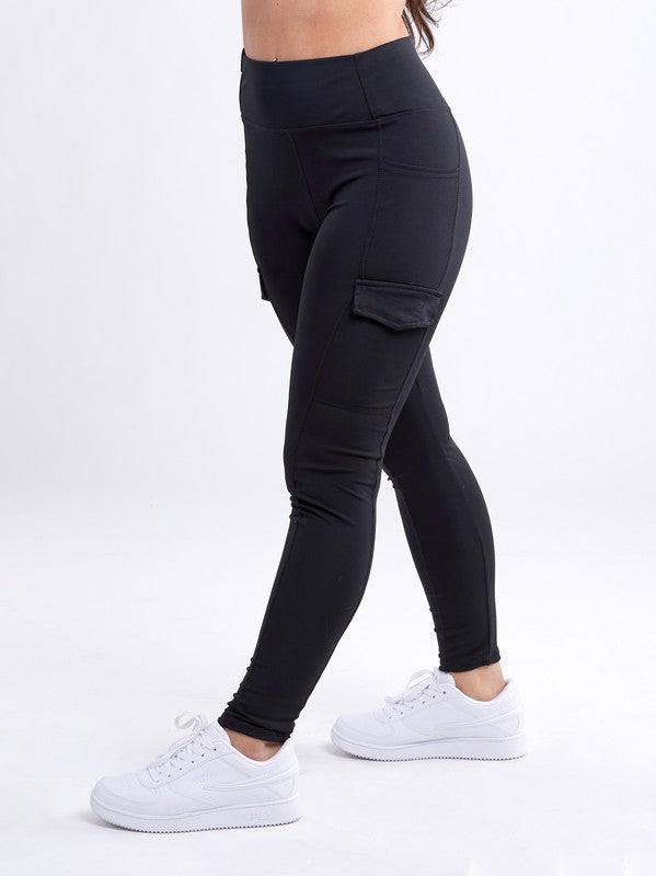 High-Waisted Tactical Leggings w Cargo Pockets