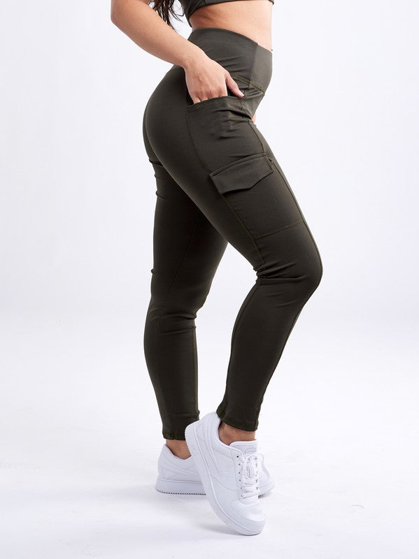 High-Waisted Tactical Leggings w Cargo Pockets