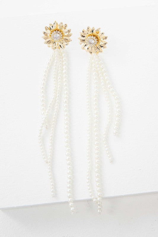 Dandelion Pearl Drop Earrings