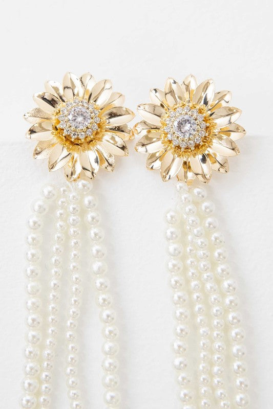 Dandelion Pearl Drop Earrings