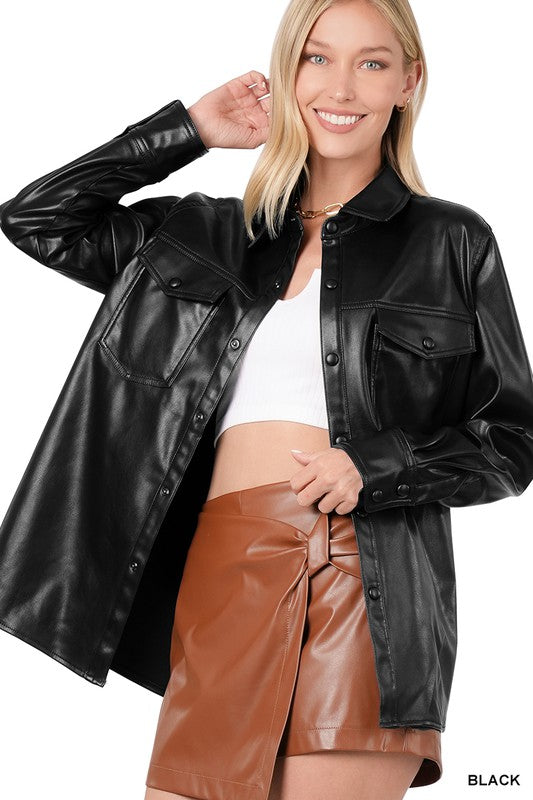 VEGAN LEATHER SHACKET