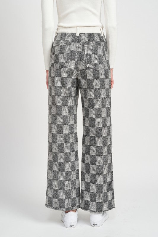 PLAID WIDE LEG PANTS