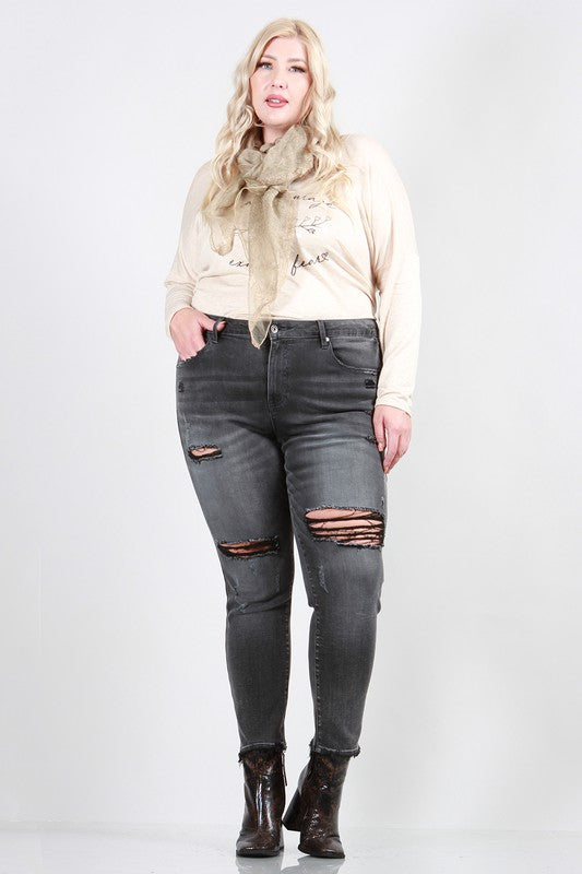 PLUS SIZE SKINNY WITH DESTROY