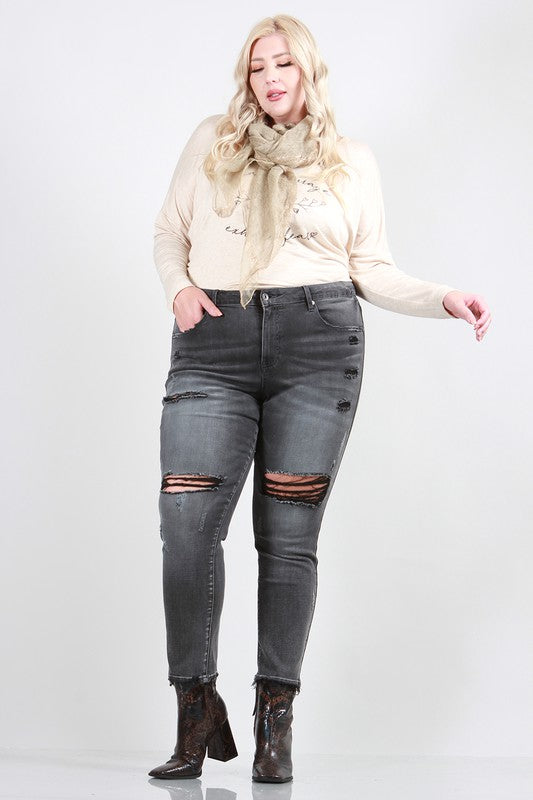 PLUS SIZE SKINNY WITH DESTROY