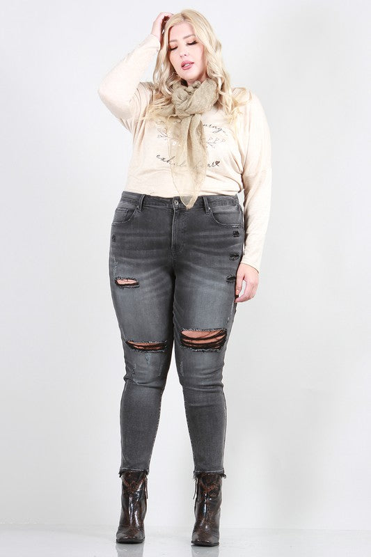 PLUS SIZE SKINNY WITH DESTROY