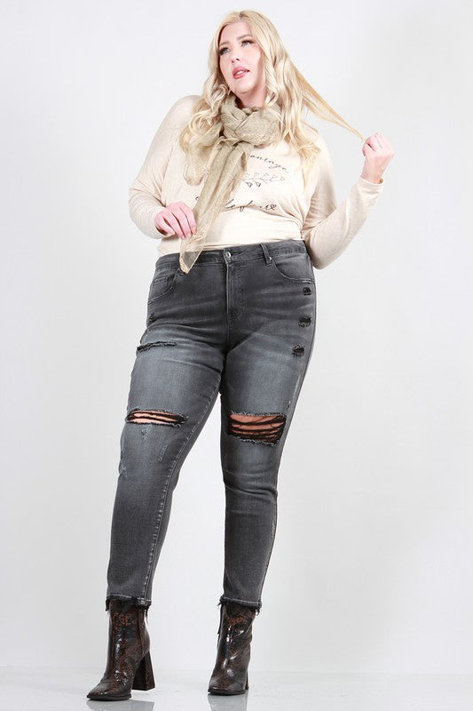 PLUS SIZE SKINNY WITH DESTROY