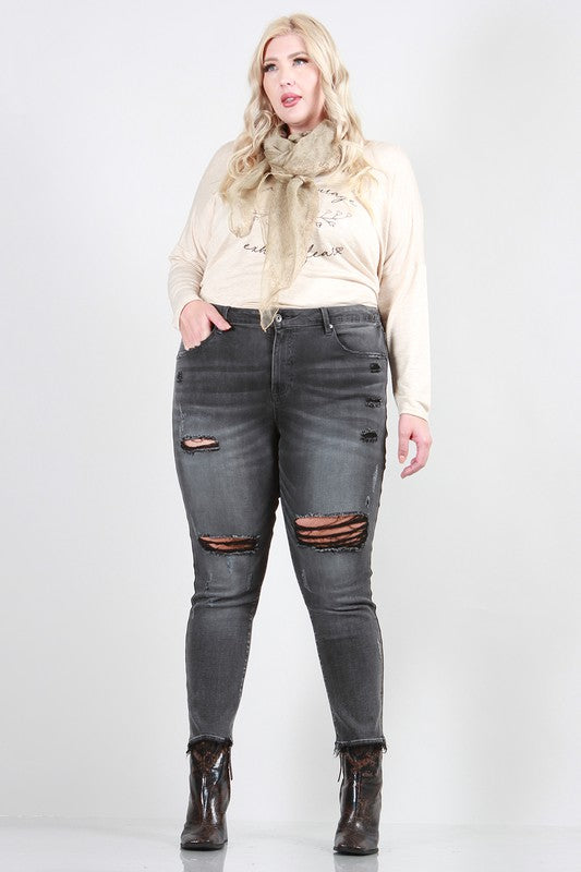 PLUS SIZE SKINNY WITH DESTROY