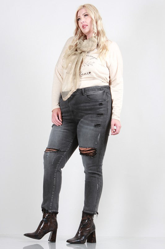 PLUS SIZE SKINNY WITH DESTROY