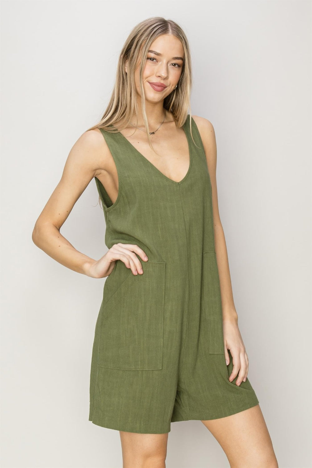 HYFVE V-Neck Sleeveless Romper with Pockets