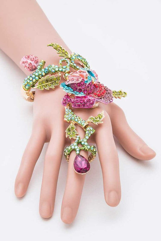 Crystal Rose Statement Palm Bracelet