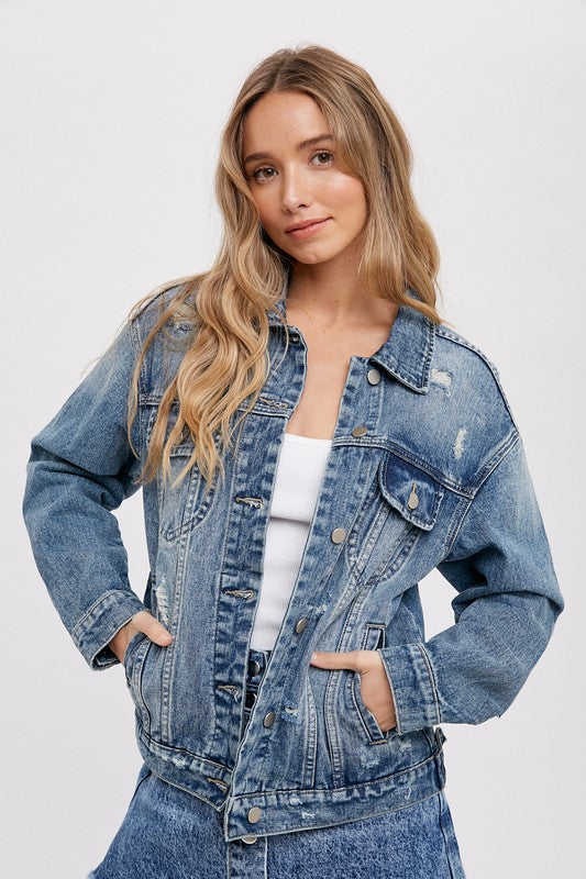 DISTRESSED DENIM JACKET