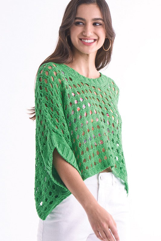 Cropped Crocheted Poncho-Top