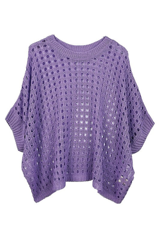 Cropped Crocheted Poncho-Top