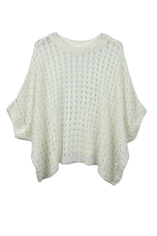 Cropped Crocheted Poncho-Top