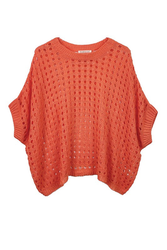 Cropped Crocheted Poncho-Top