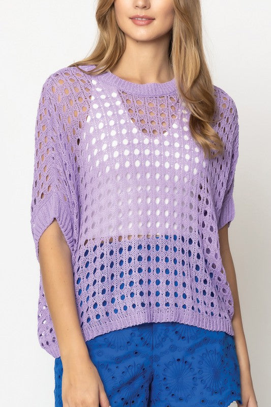 Cropped Crocheted Poncho-Top