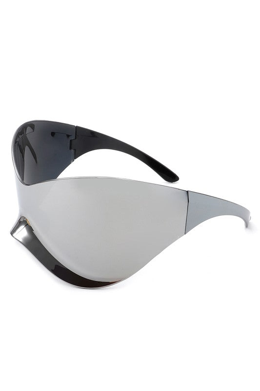 Futuristic Oversized Rimless Wraparound Sunglasses