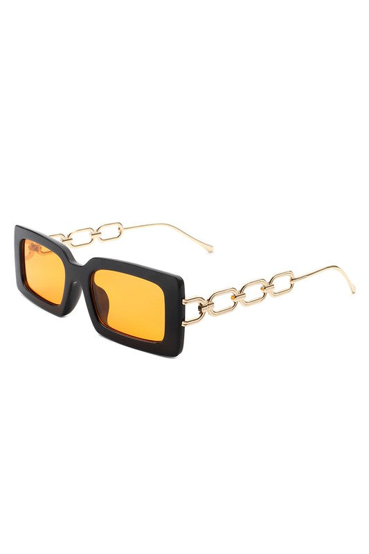 Square Flat Top Chain Link Design Sunglasses