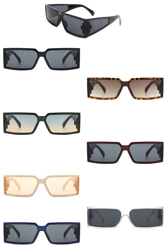 Rectangle Retro Square Wrap Around Sunglasses