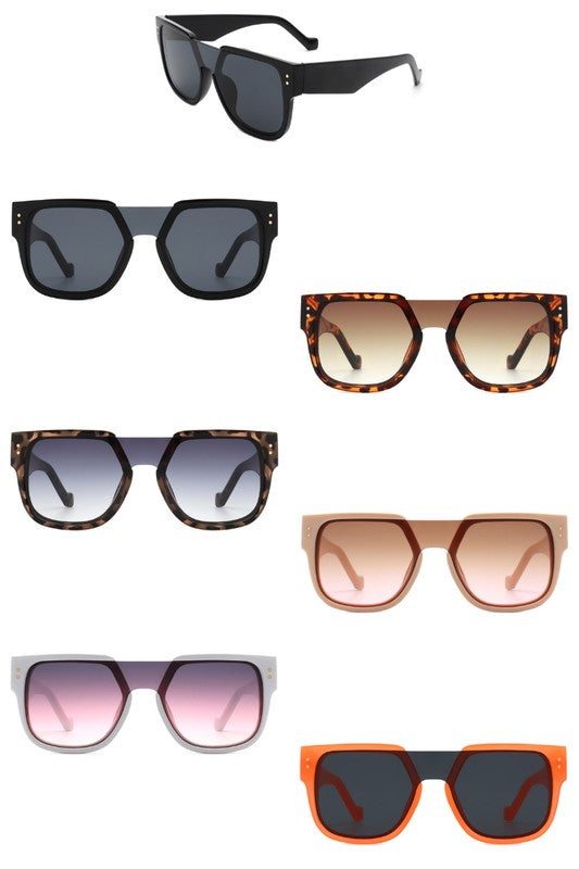 Square Oversize Brow-Bar Chic Fashion Sunglasses