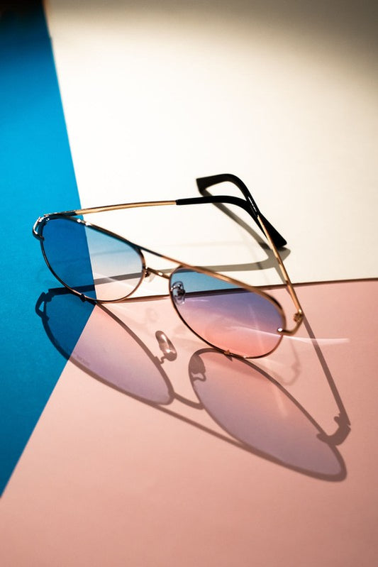 Gold Blue Pink  Unisex Aviator Sunglasses