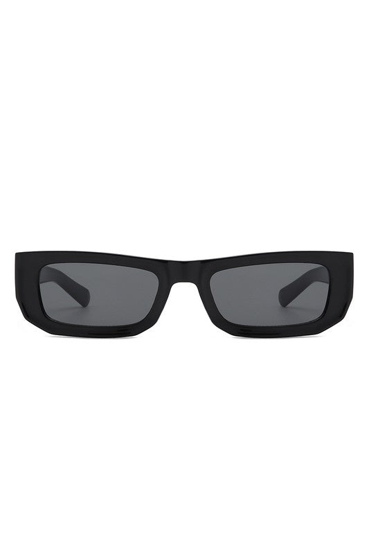 Rectangle Narrow Flat Top Tinted Slim Sunglasses