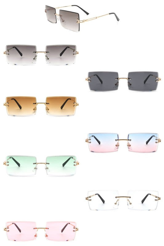 Rimless Retro Rectangle Fashion Sunglasses